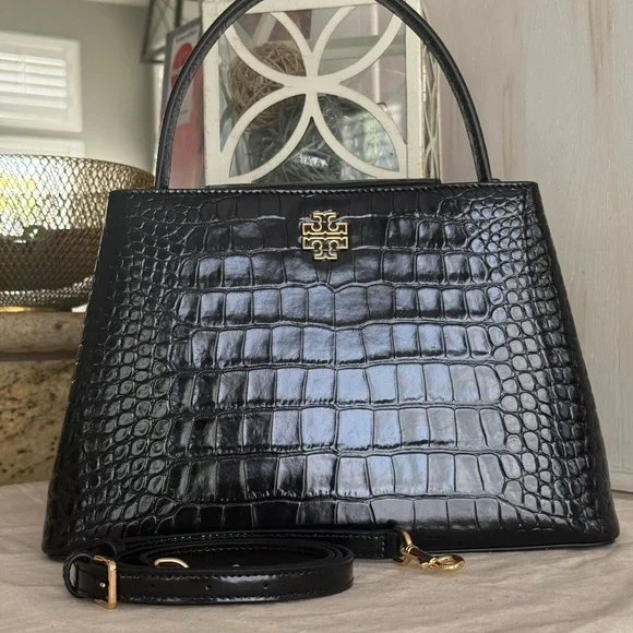 1018$+!! New Tory Burch Britten Black Leather Satchel & Matching Bifold Wallet - Picture 4 of 17